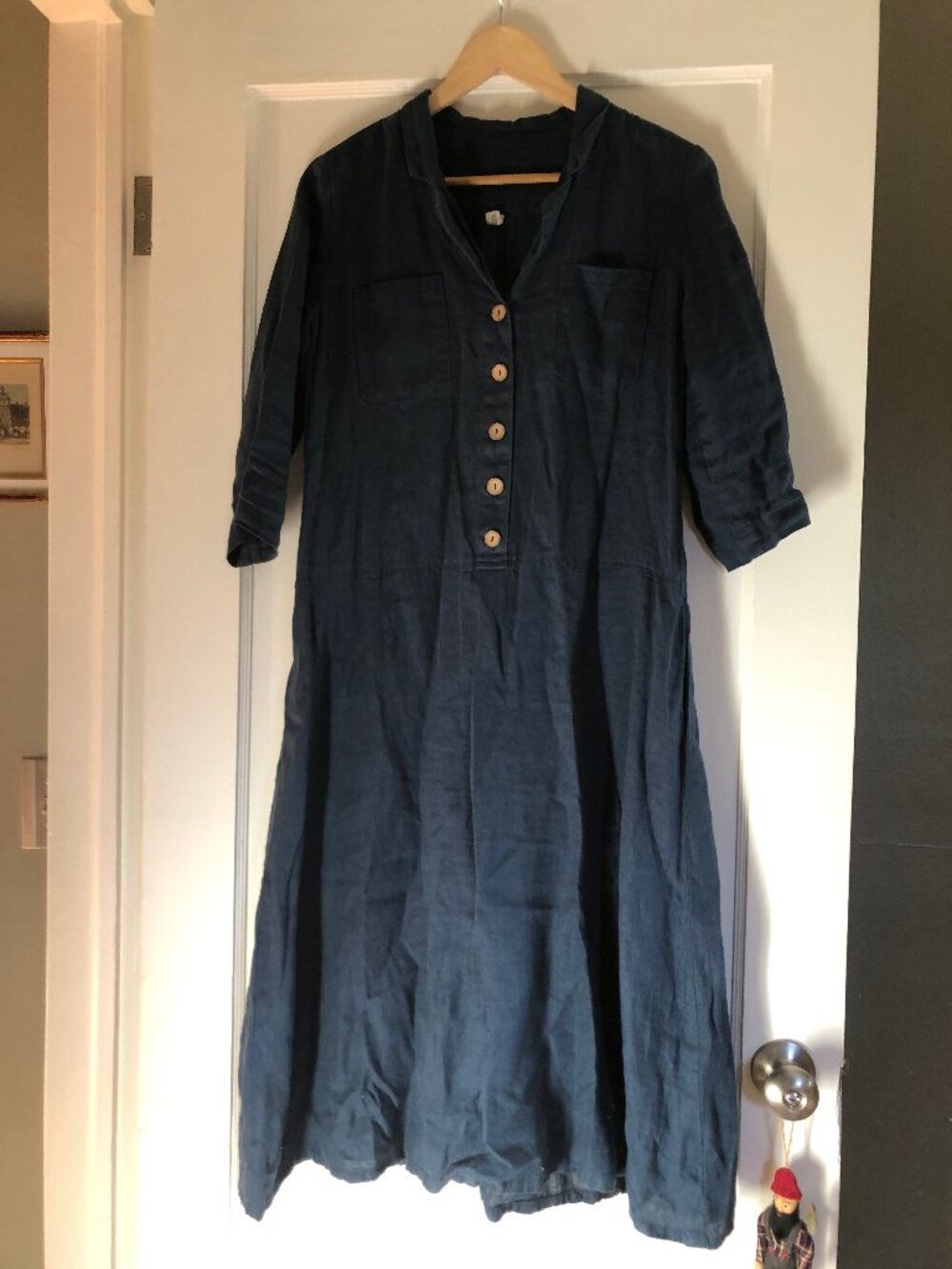 KnockKnock Linen Blue Shirt Dress